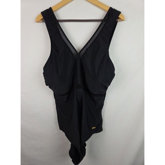 Nicole Miller Women's One Piece Swimsuit Plus Size 1X Black Sheer Swim - Picture 1 of 13